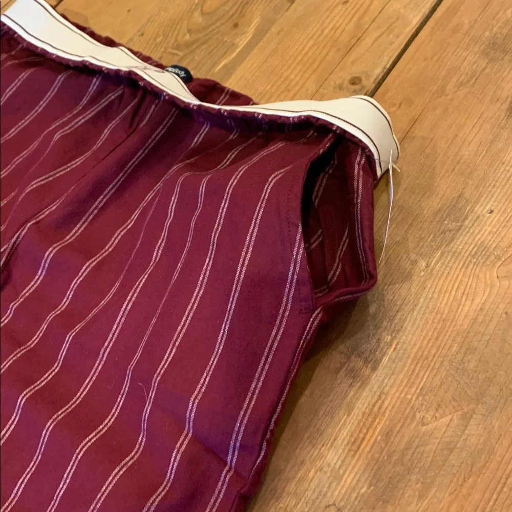 Gap Flannel PJ Pants Med Purple Burgundy‎ With Stripe Elastic Waist Side Pockets